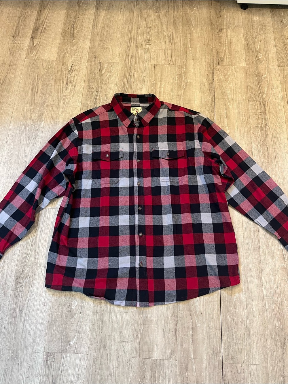 Men's RedHead Red & Black Plaid Button-Up Flannel Shirt 100% Cotton 2X NWOT - Picture 3 of 10